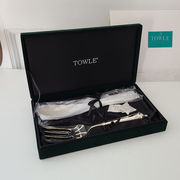 Towle silverplate Copenhagen Serving spoon and fork set New in Box - Picture 3 of 6